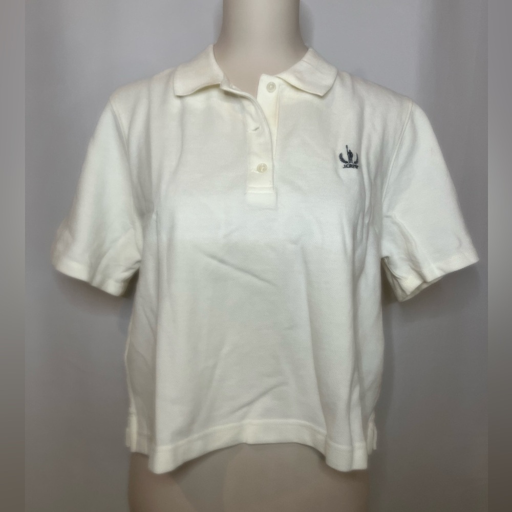 J.Crew Piqué cropped polo shirt in ivory - Picture 4 of 6
